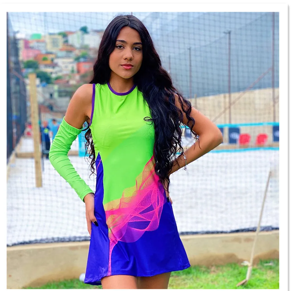 

Women Sports Tennis Dress Summer Sleeveless Sport Dress With Shorts Suit Outdoor Badmintain Fitness Elasticity Golf Tennis Dress