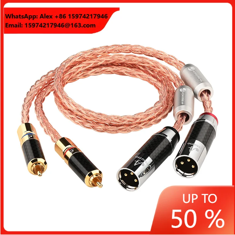 ODM/OEM HIFI Dual RCA Male To Dual XLR Male/Female Adapter OCC Audio Cable For Car Microphone DVD TV DVD Player
