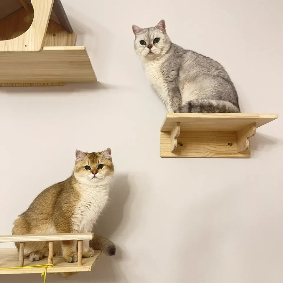 Cat Wall Mounted Furniture Floating Shelf With Cat Scratching Post Climbing Perches Hammock Wall Steps For Sleeping Playing Rest