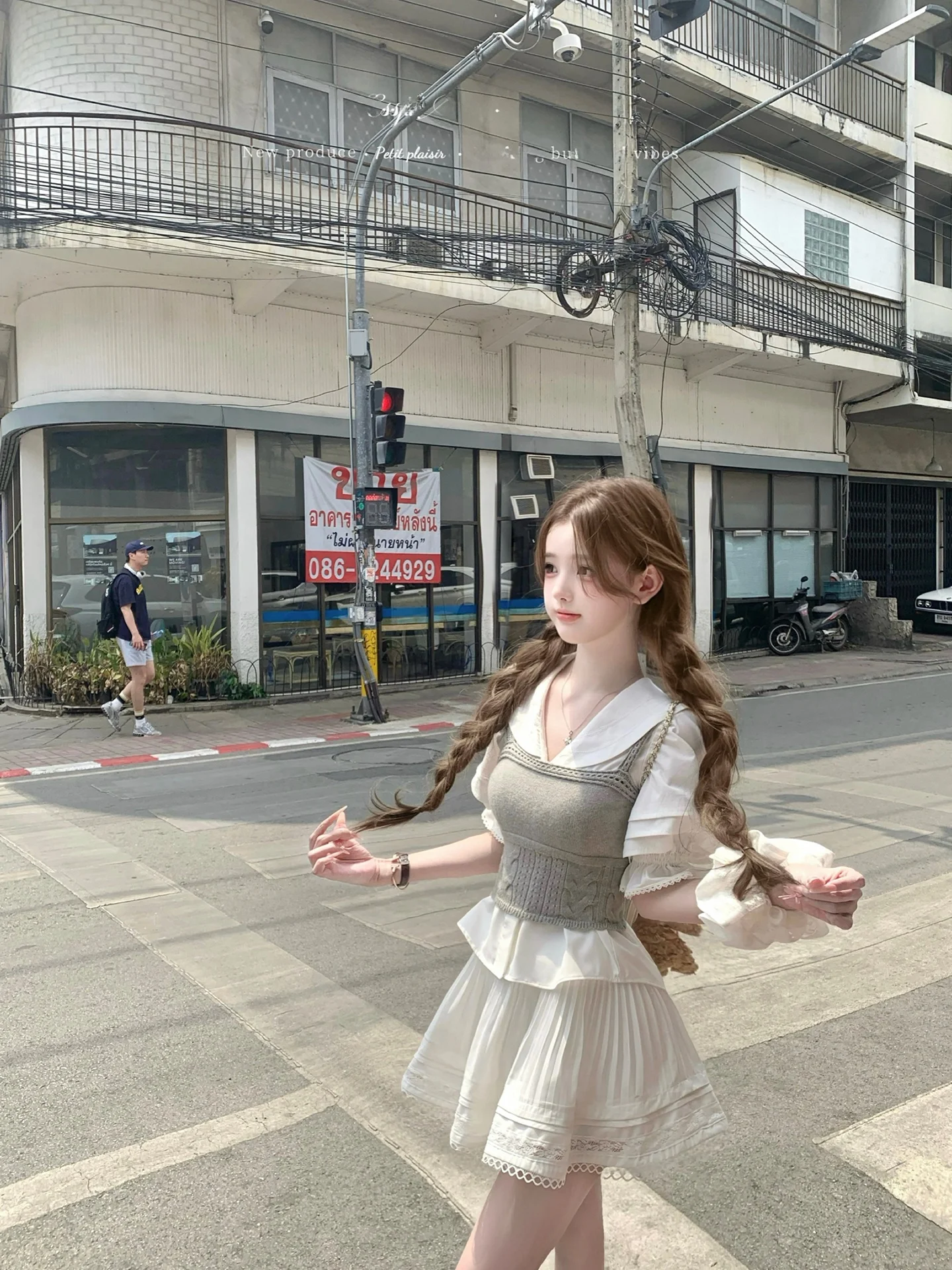 

Miu Series Navy Collar Embroidered Shirt Short Skirt Set Women's Fashion Spring Collection Spring 2026 Three-piece Set