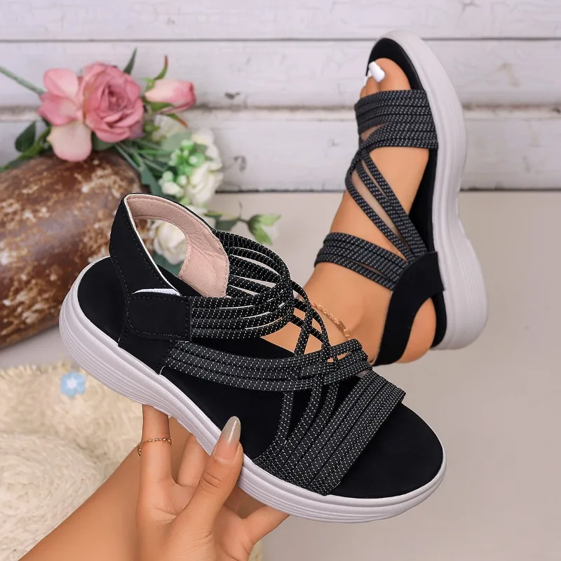 Sandales romaines pour femmes été 2026 – Nouvelles sandales de créateur à brides croisées tendance, chaussures décontractées basses pour femmes, idéales pour la marche en extérieur 36-43