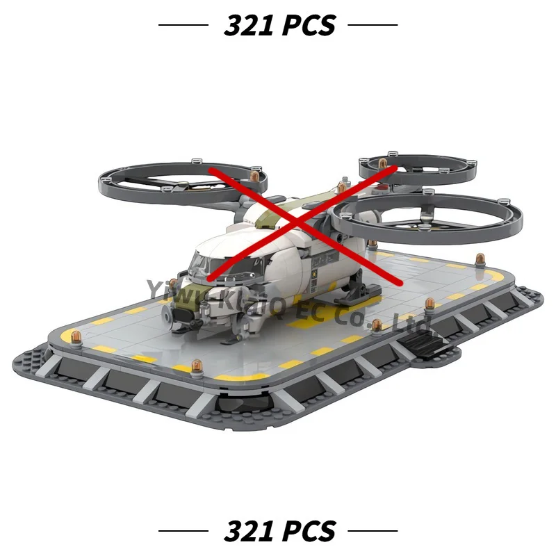 321pcs MOC Aircraft Helipad Landing Pad Building Blocks Sci-Fi Spacecraft Base Apron Bricks Architecture Model Decor For Adults