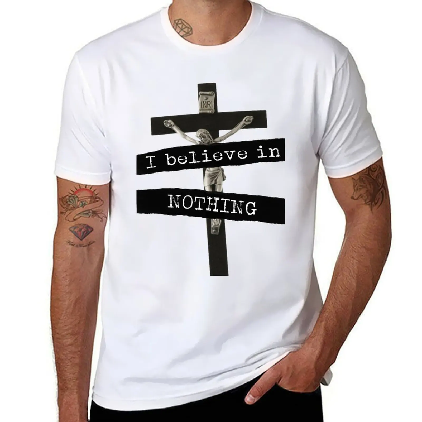 

I Believe In Nothing T-Shirt black cotton t-shirt plain for man package man t shirt heavy cotton T-Shirt