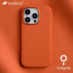 Melkco Premium Genuine Leather Case for iPhone 16 Pro Max Luxury Business Magnetic Cow Phone Cases Back Cover