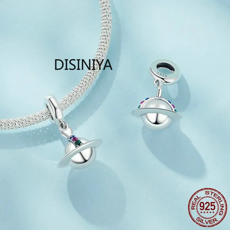 DISINIYA 925 Sterling Silver Planet Pendant Charm Fit Original Bracelet & Necklaces Jewelry DIY 925 Charm Beads SCC2857