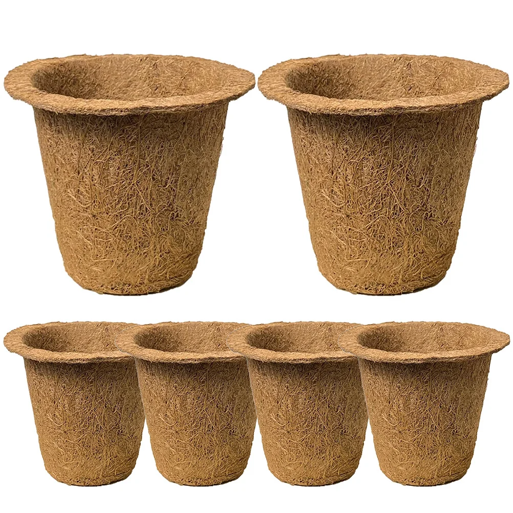 

6pcs Coir Nursery Pots 3 Inch Biodegradable Flowerpots For Succulents Bonsai Balcony Garden Plant Containers Lightweight Planter