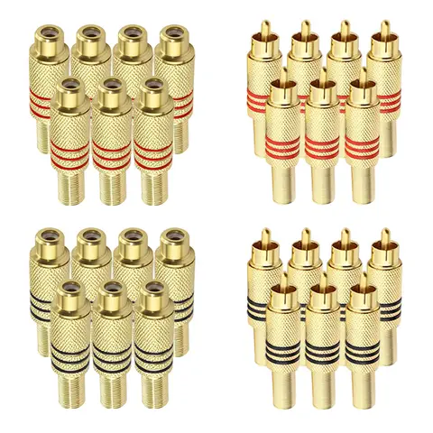 4/10Pcs Gold RCA Male Plug Female Jack Socket Solder Terminal RCA Connector for Audio Video Speaker