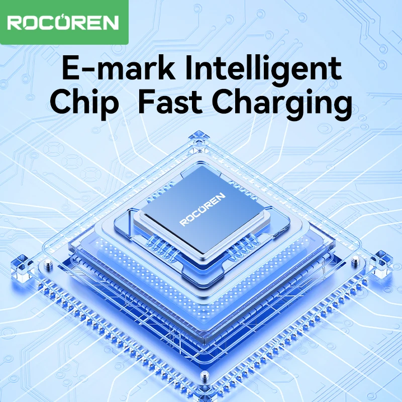 Rocoren 100W USB C to Type C Fast Charging Charger Cable 5A Type-C Cord PD 3.1 Quick Charging For Samsung MacBook iPad iPhone