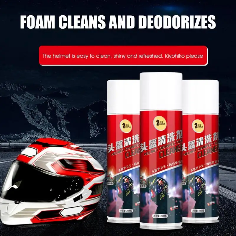 Nettoyant en mousse multi-usages pour casques de moto, désodorisant, nettoyant en mousse, spray pour casques, gants, chaussures, livres secs à la cheville gratuits