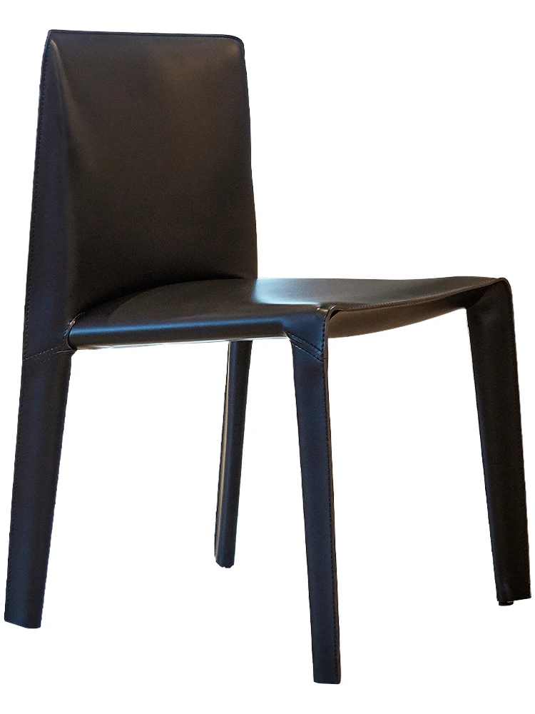 

Italian Minimalist Dining Chair Black Leather Designer Modern Minimalist High-End
