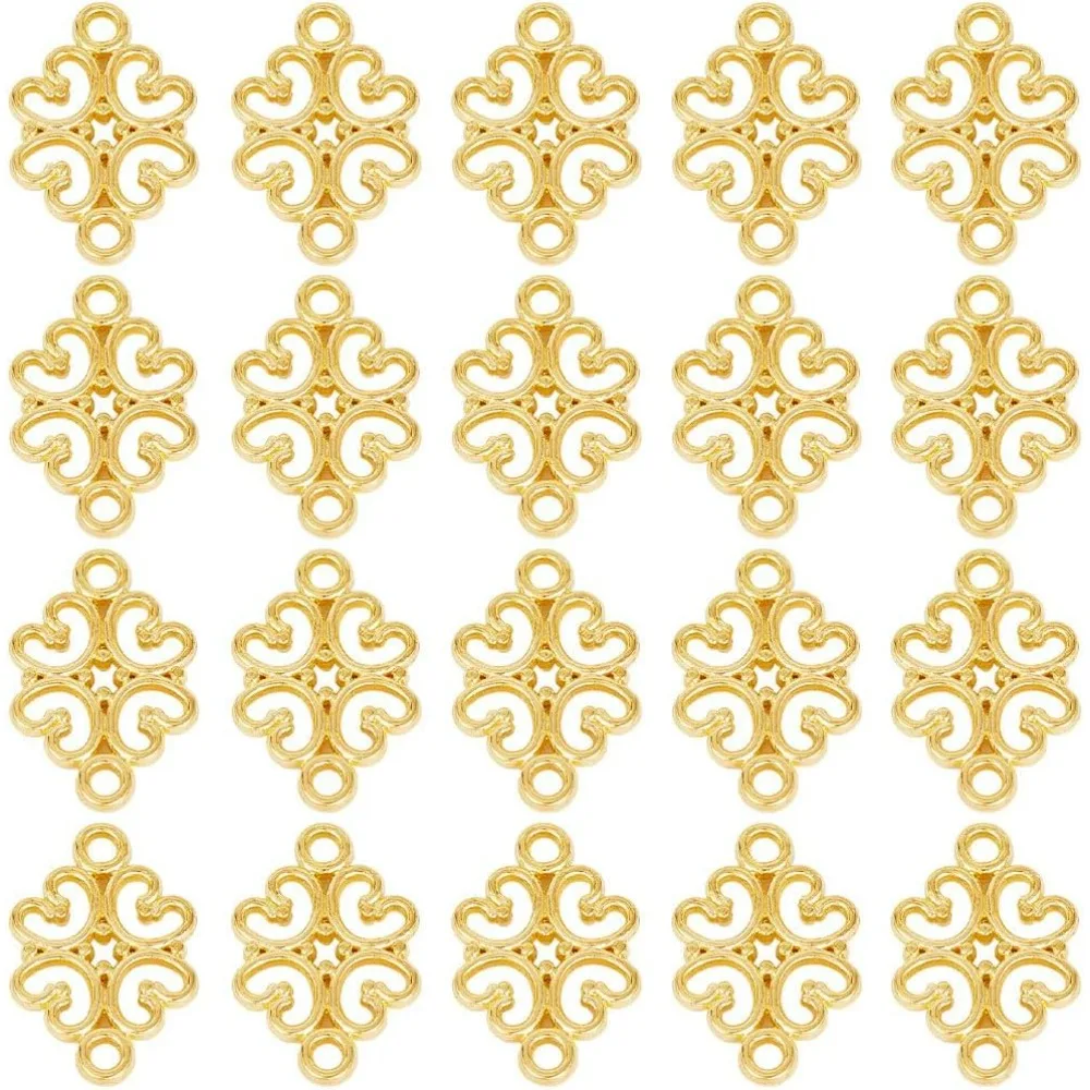 

1 коробка, 100 шт., соединители для цветов, подвески, золотой цветок, полые компоненты для люстры, соединители, звенья, двойной набор для изготовления