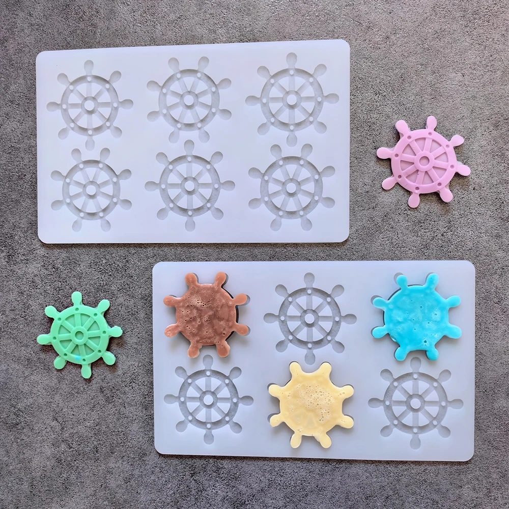 Creative 6-cavity boat rudder shaped silicone mold DIY chocolate candy pudding dessert cake decoration plugin biscuit baking mol