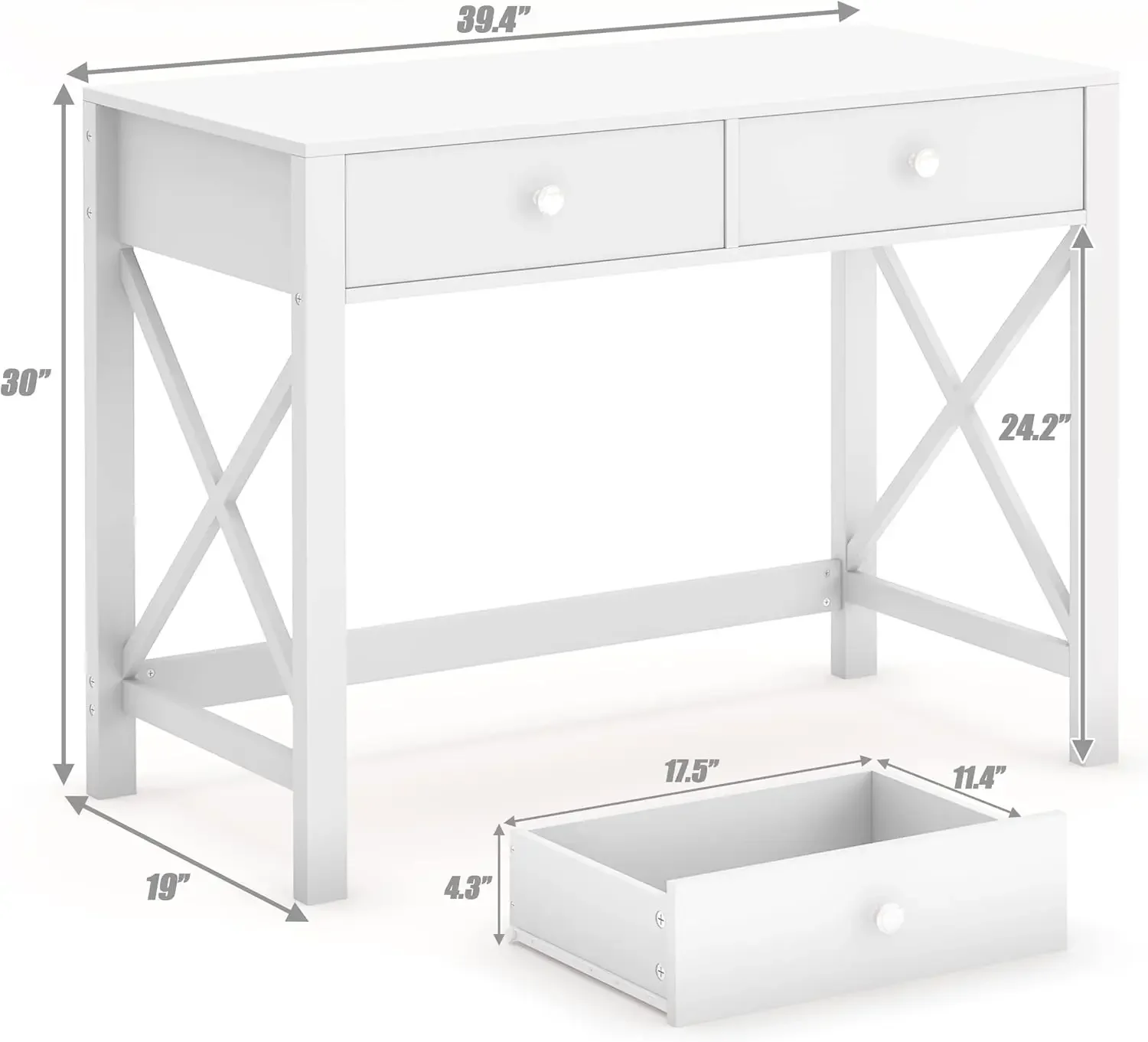 Home Office Desk with Drawers Writing Computer Desk, Small Makeup Vanity Table Desk for Bedroom, Study Table for Home Office