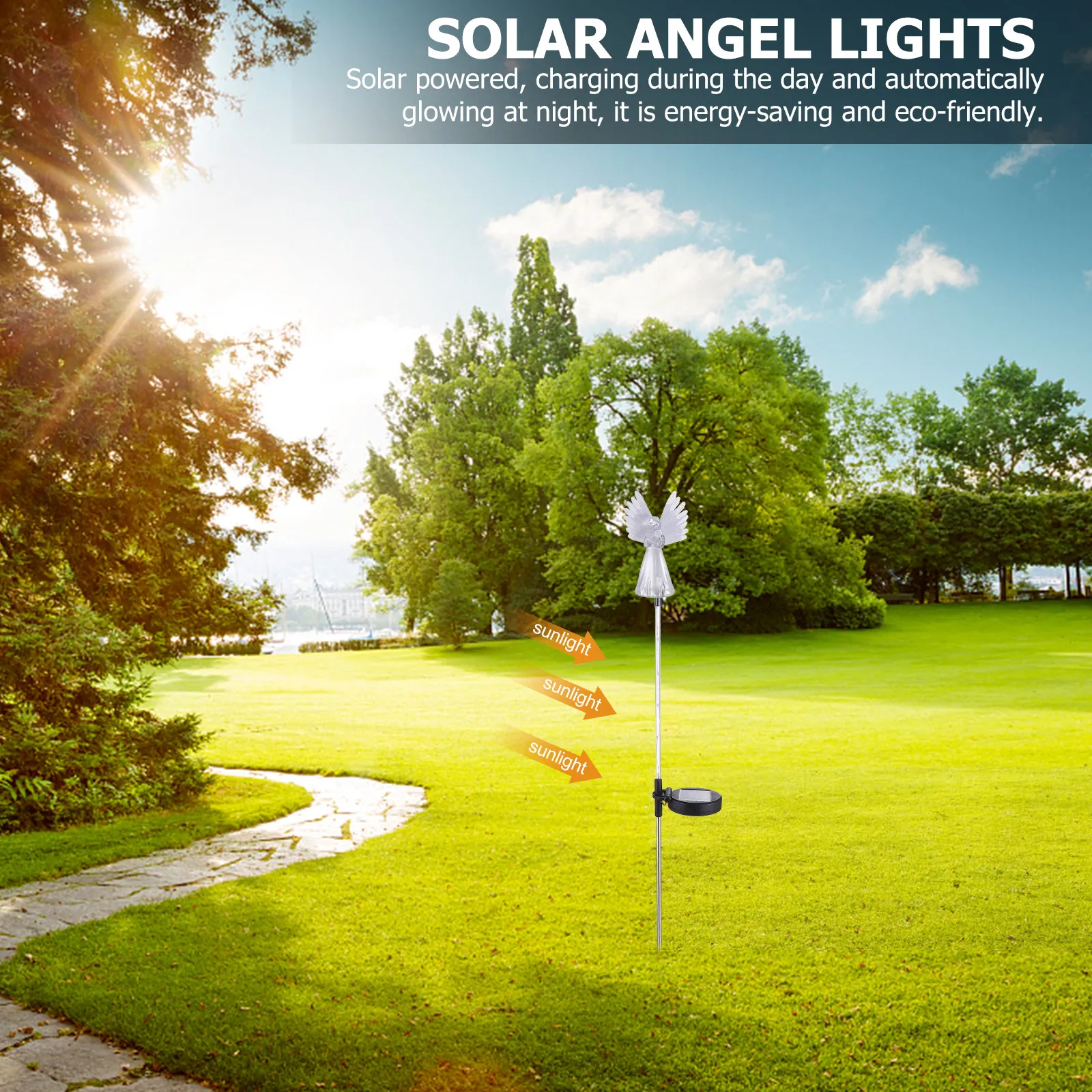 

1 шт. Солнечный светодиодный светильник-ангел, водонепроницаемый, для сада и газона, ландшафтный светильник на солнечной энергии, солнечные светильники-ангелы
