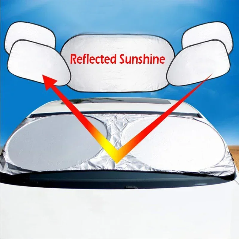 

Car Sun Protection Cover 6 Pcs Sunscreen Curtain Folding Silver Reflective Car Windshield Window Visor Shield Window Sunshade