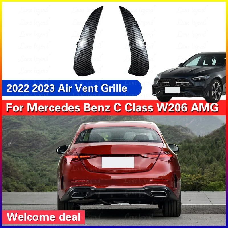 Car Rear Bumper Splitter Side Spoiler Air Vent Wind Knife Body Kits For Mercedes-Benz C-Class W206 C260 C43 C63 AMG 2022 2023