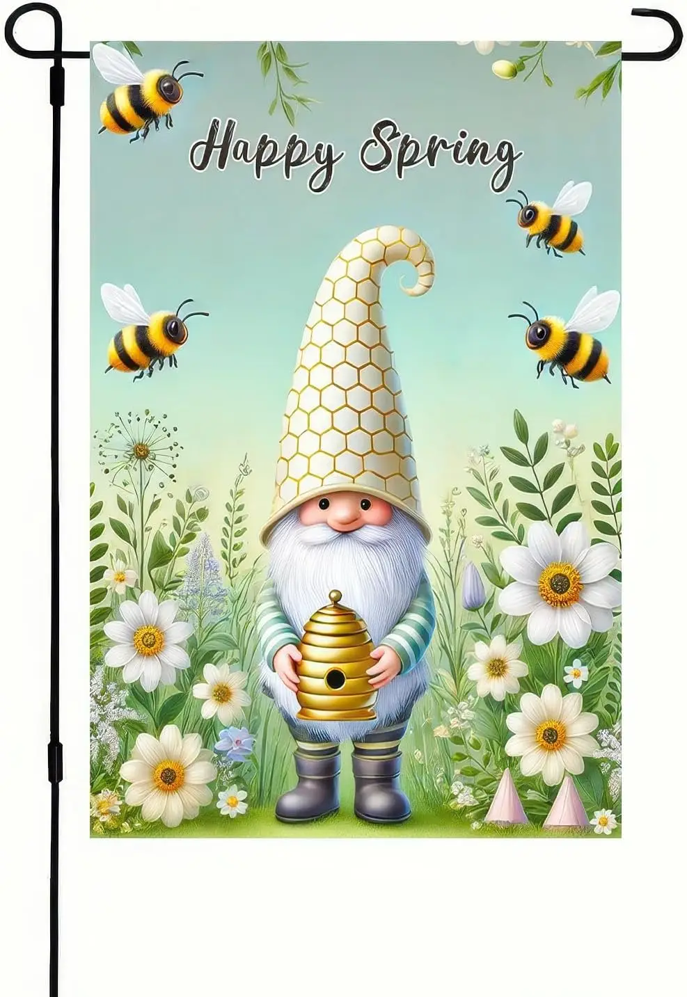 Spring Garden Flag 12 x 18 inch Double Sided Happy Spring Gnome Small Yard Flag Seasonal Outside Outdoor House Decoration An SSL
