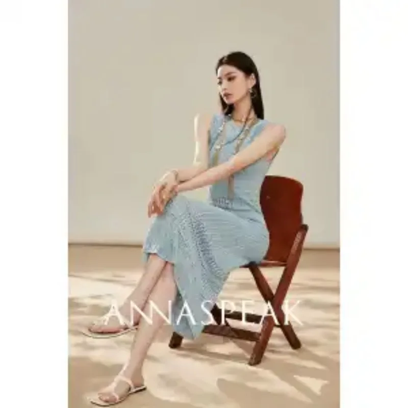 

Новое летнее фиолетовое ажурное вязаное платье-жилет без рукавов для отпуска и пляжа, облегающее, длинное