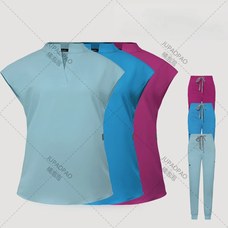 Dentale Ospedale Medico Uniforme Scrub Medico Magliette e camicette + Pantaloni Vestito Delle Donne Degli Uomini Scrub Heather Infermieristica Abbigliamento Da Lavoro Chirurgia Uniformi Mediche