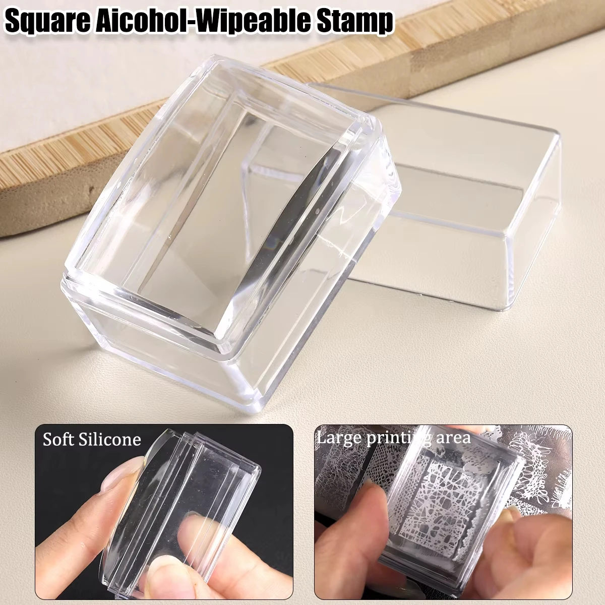 Nail Art Stamping Kit - Набор квадратных прозрачных силиконовых штампов для