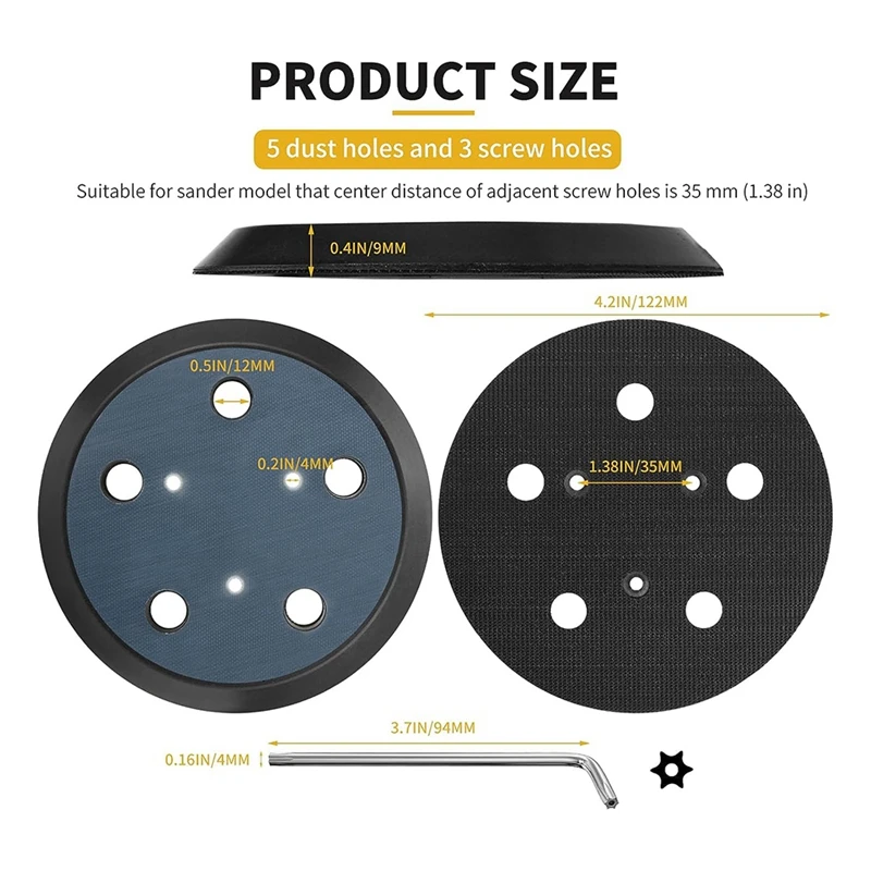 6 PCS For Porter Cable Track Sander Pads As Shown Rubber For Porter Cable 33 333VS Random Track Sander Hook