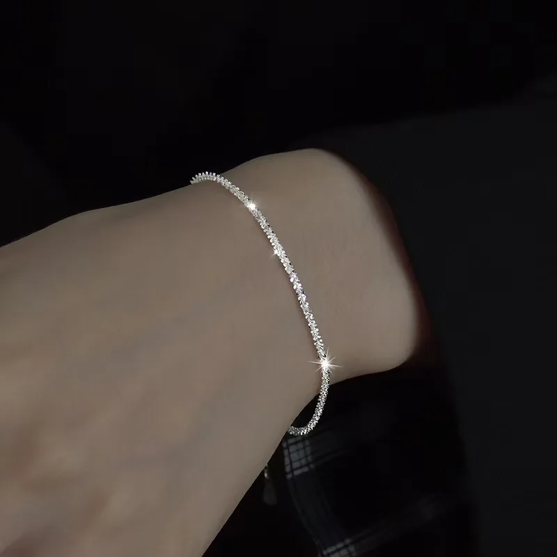 Hot y2k style 925 Sterling Silver unique shine Chain Bracelets for Women fashion Street Versatile jewelry Wedding Party Gifts view 3