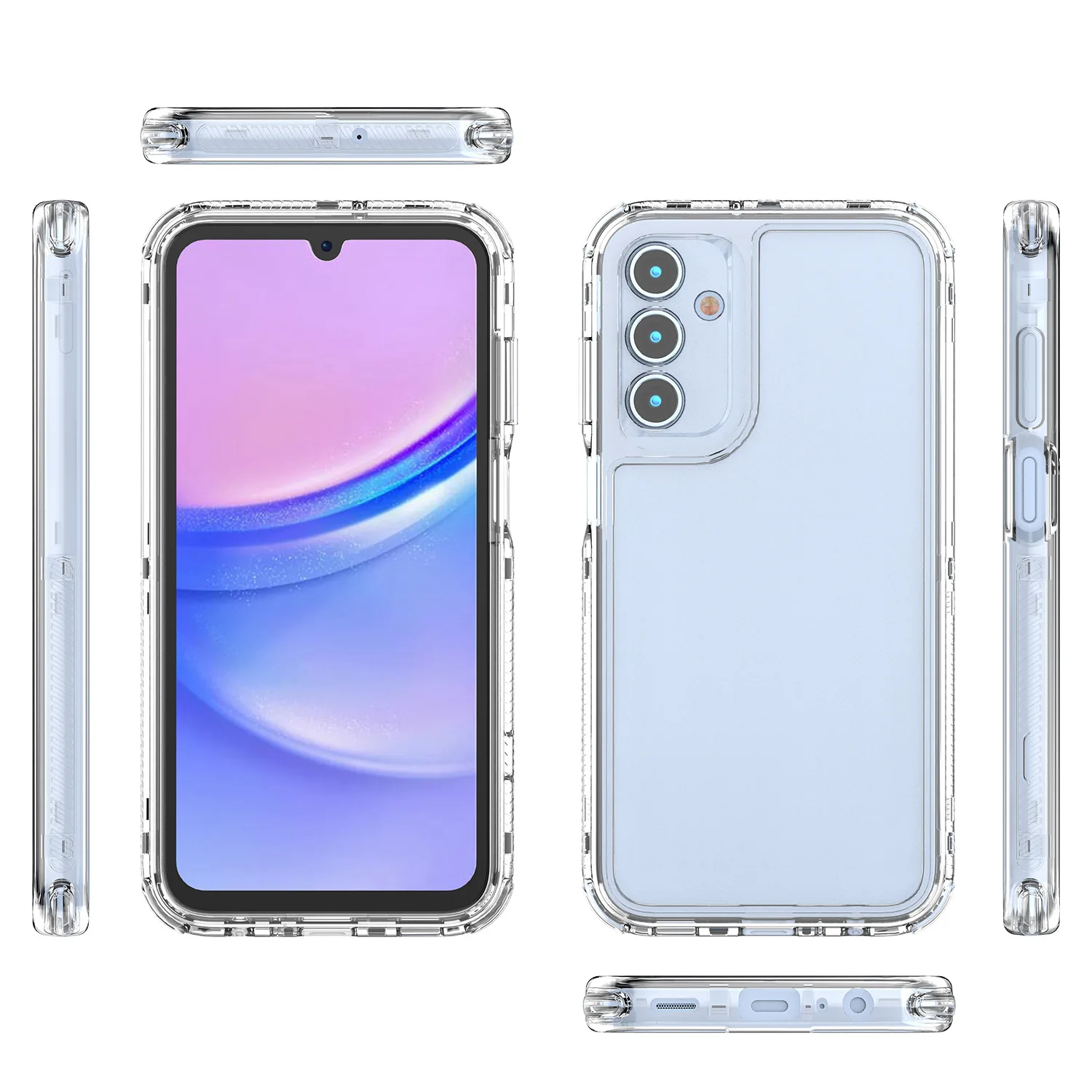 

Crystal Clear 3 in 1 Shockproof Transparent Cases Hard Bumper Soft TPU Protective Cover For Samsung Galaxy A04E/A05S/A05/A12