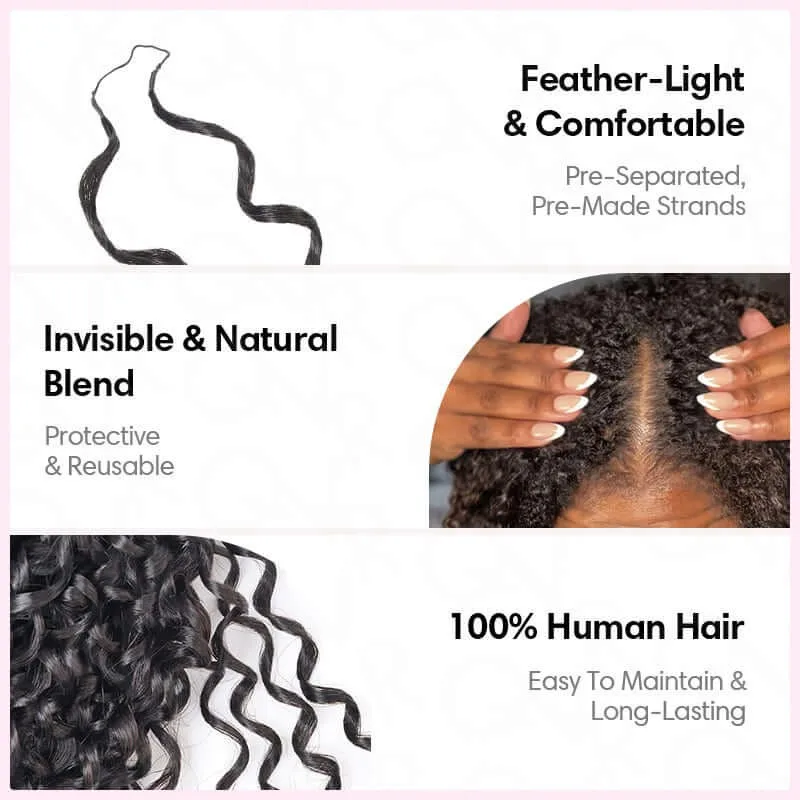 عابث تجعيد الشعر ريشة الكروشيه الشعر البشري Knotless ملحقات خفيفة الوزن قبل فصل لضفائر اللوالب الصغيرة مجعد الشعر الكروشيه