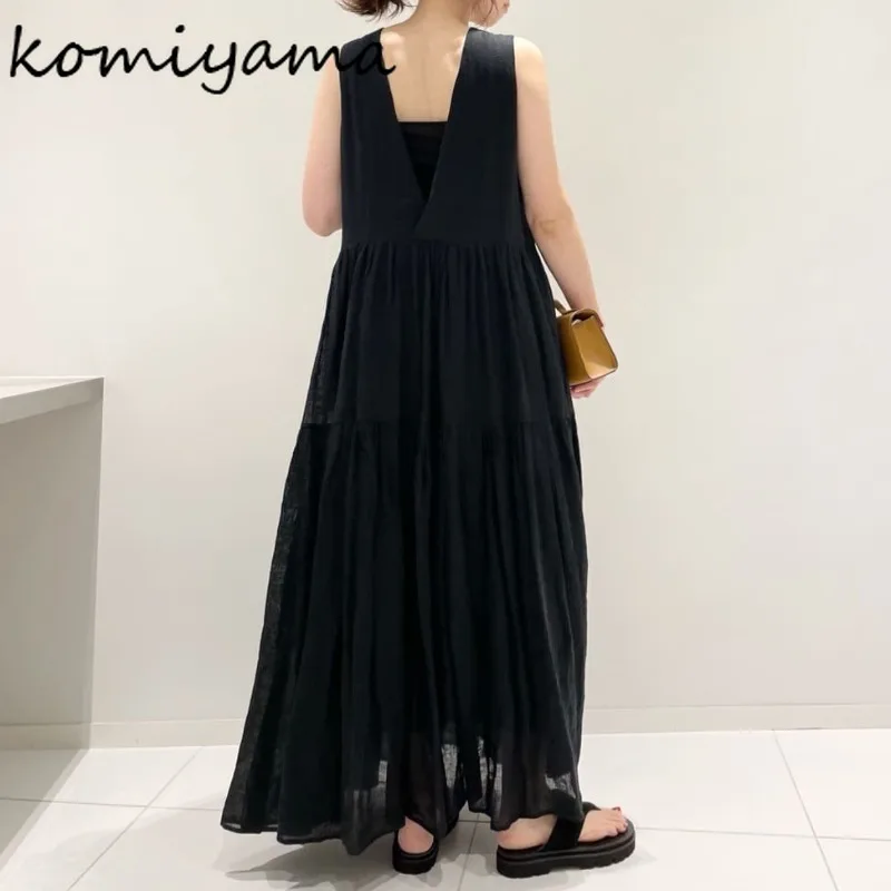 

O-neck Backless Vestidos Mujer Japanese Sleeveless Dress A-line Vestido Elegant 2024 Woman Dresses Summer New Loose Robes