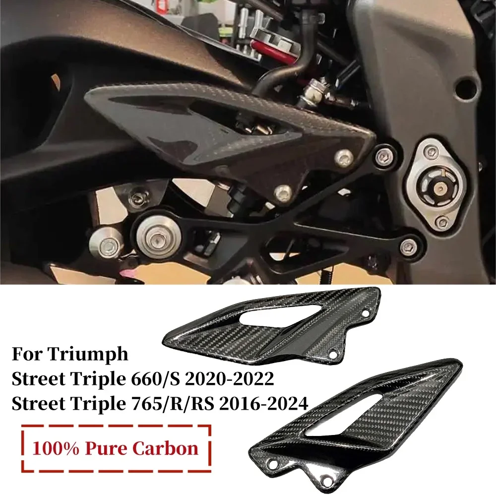 

For Triumph Street Triple 660/S 2022-2024 765/R/RS 2016-2021 Carbon Fiber Motorcycle Accessories Heel Guard Plates Foot Rests