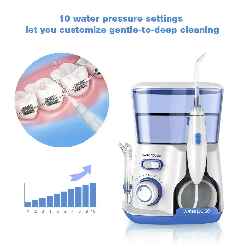 Waterpulse-irrigador bucal V300G, limpiador eléctrico con 5 puntas de piezas, hilo Dental de agua, 800ml