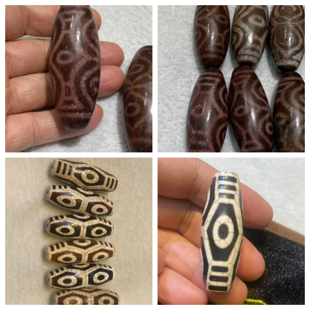 1pcs/lot Taiwanese craft fire-supplied dragon-pattern six-eyed agate Dzi thick plump style red-brown agate Dzi bead