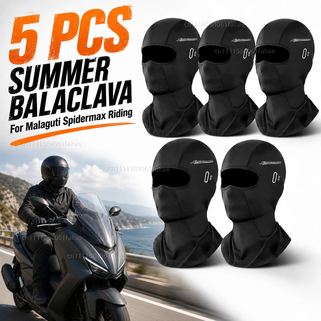 5 Stück Motorrad-Sturmhaube, Sommer-UV-Schutzbrille, Gesichtsöffnung, atmungsaktiv, für Malaguti Spidermax 2004–2011, Reitausrüstung