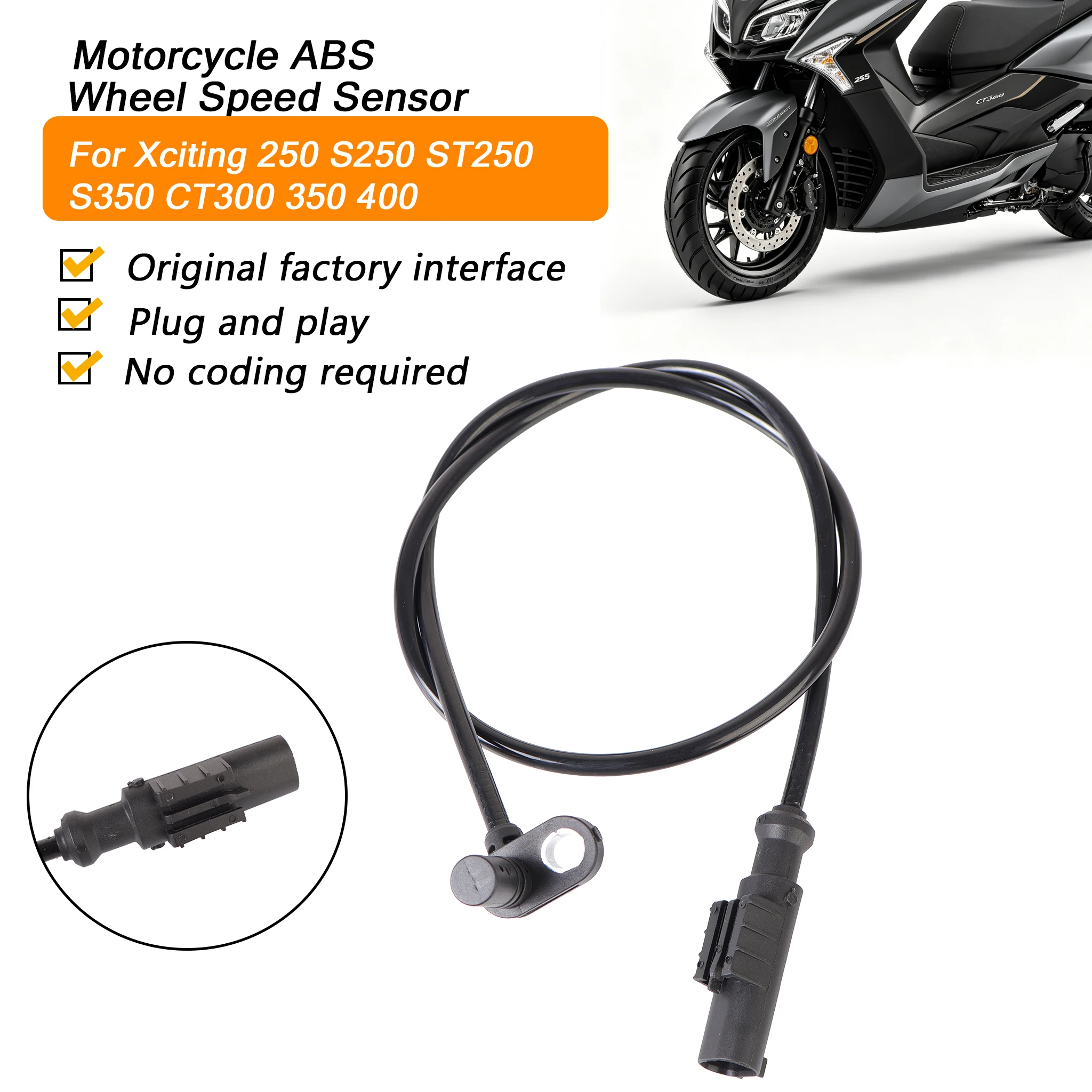 For Kymco Xciting 250 CT300 S400 Motorcycle ABS Rear Wheel Speed Sensor Signal Wire Silicone Cord Replacement Spare Accessories