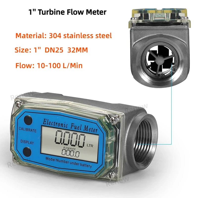 Medidor de Fluxo de Turbina de Alta Precisão Display Digital Eletrônico Água Diesel Gasolina Metanol Querosene Líquido