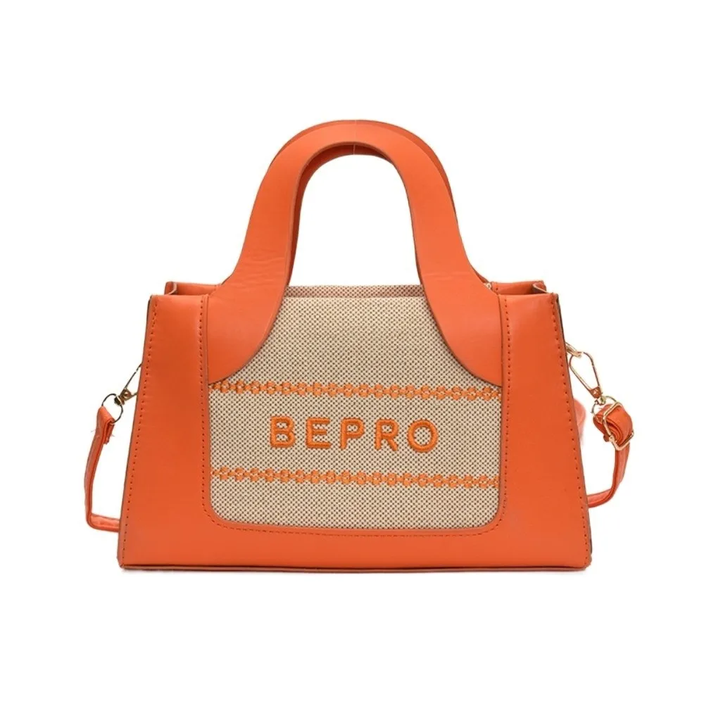 

Large Capacity PU Square Bag Anti-splash Water Letter Printed Contrast Color Handbag Crossbody Pouch Dopamine Color