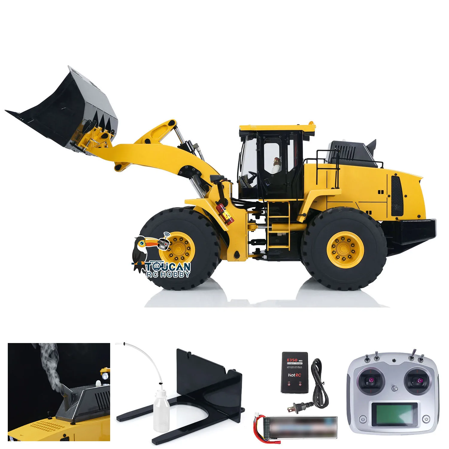 Upgraded XDRC WA470 1/14 RC Hydraulic Loader Metal Radio Control Construction Vehicle with Smoking Sounds Lights RC Toy THZH1781