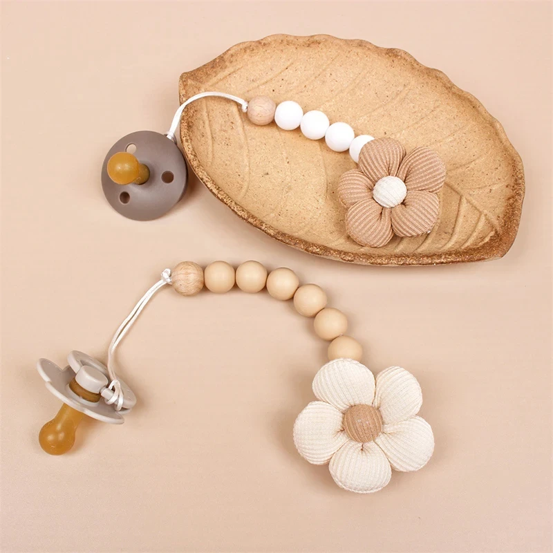 

Cute Baby Silicone Bead Pacifier Chain Newborn Baby Things Accessories Pacifier Clips Flower Pacifiers Chain Nipple Bracket