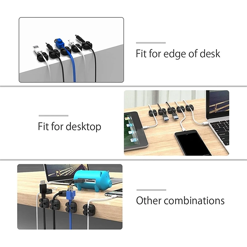 RISE-Data Line Organizer Desktop Winder Cable Clamp 10Pcs Cable Organizer Wire Winder Fixed Clamp Wire Protector Multicolor