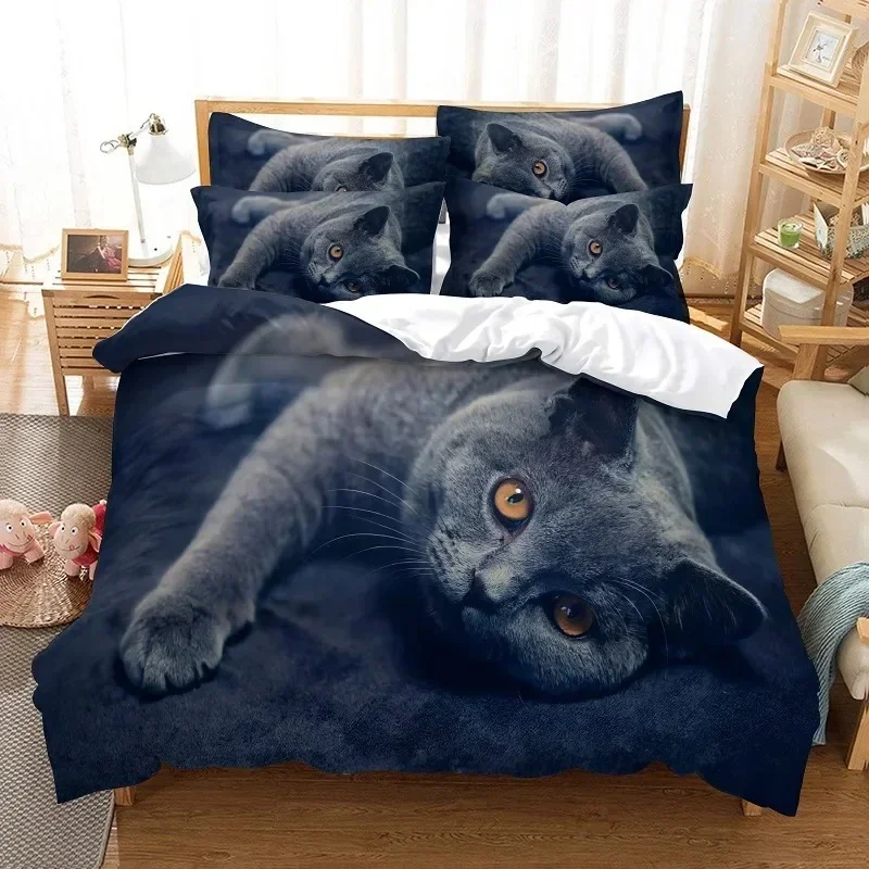 

3d Black Leopard Animal wolf Cat Dog Digital Comfortable Duvet Cover Pillowcase Bedding Set Bedroom Decoration Home Textile