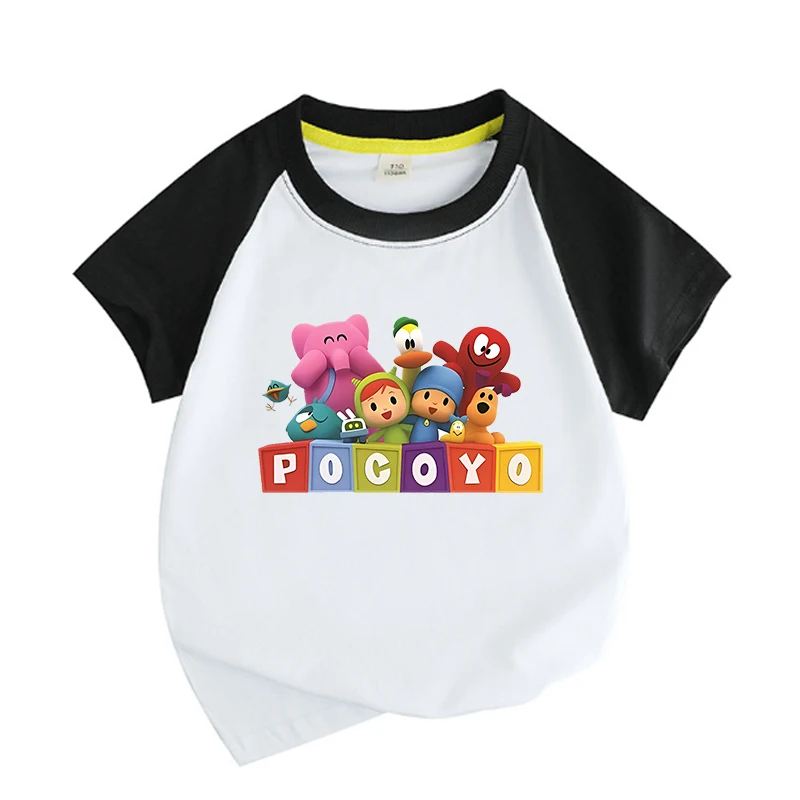 POCOYOES t-shirt per bambini estate top ragazze ragazzi manica corta bambino morbido t-shirt abbigliamento coreano per bambini 2024