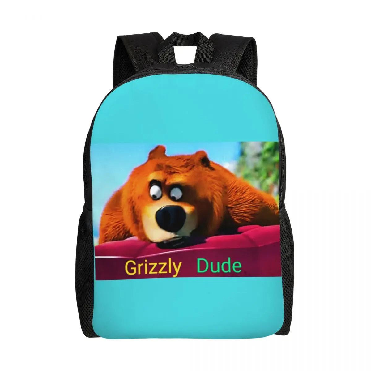 Grizzy Dude Backpacks for Men Women School College Students Bookbag Fits 15 Inch Laptop Bear Movies Lemmings Bags