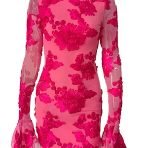 Beyprerin-Short-Short-Holess Floral Pink Back, Elegant Party Dress, Long Sleeve, Birthday Dress Embroidered 6 Main Sales Dress Long Pink - №2