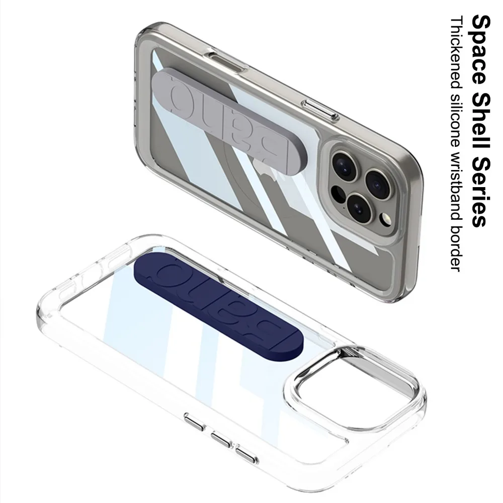 For IPhone 16 Wrist Strap Clear Plastic Phone Case for IPhone 16 Plus 16 Pro Max Transparent  Hard Shell Shockproof Cover