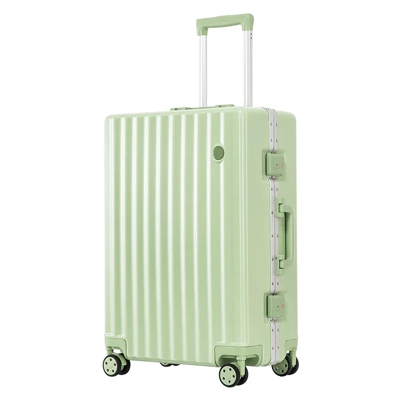 #20 Inch Aluminum Frame Trolley Luggage, INS Style Travel Suitcase for Women Students with Password Lock and Universal Wheels