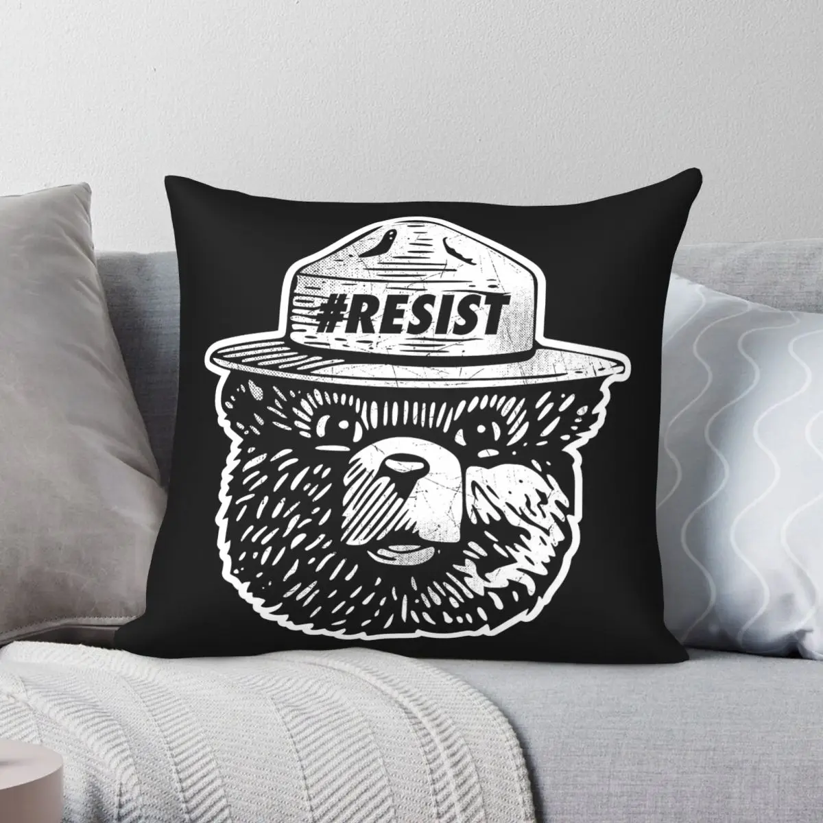 Alt National Park Service Resist Bear Square Pillowcase Polyester Linen Velvet Creative Zip Decor Room Cushion Cover 18