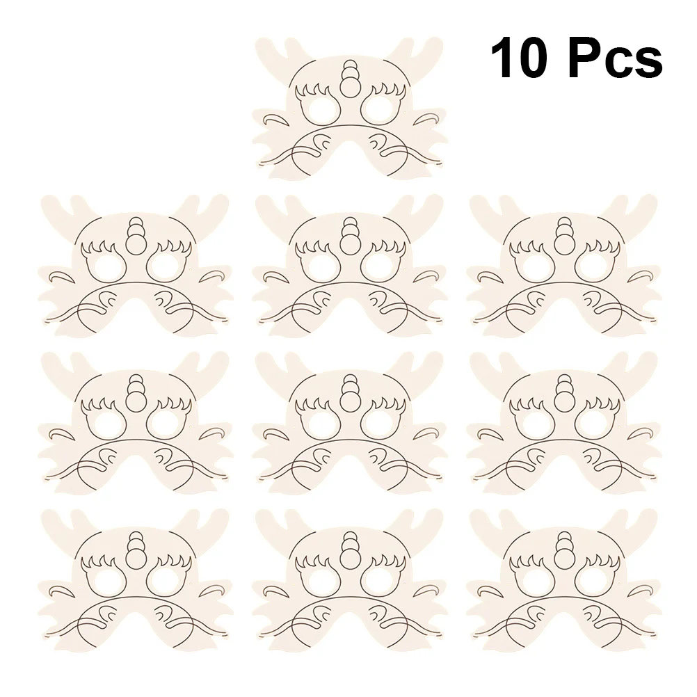 10 pezzi fai da te maschera di carta drago set di pittura vuota per bambini disegno creativo da colorare graffiti attività divertente maschera di carta bianca fai da te