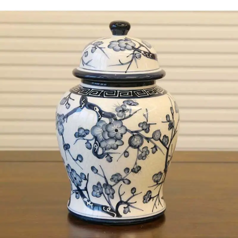 Plum Flower Ink Painting Ceramic Jars with Lids Candy Pots Desk Decoration Storage Jar Cosmetic Containers Vintage Home Decor