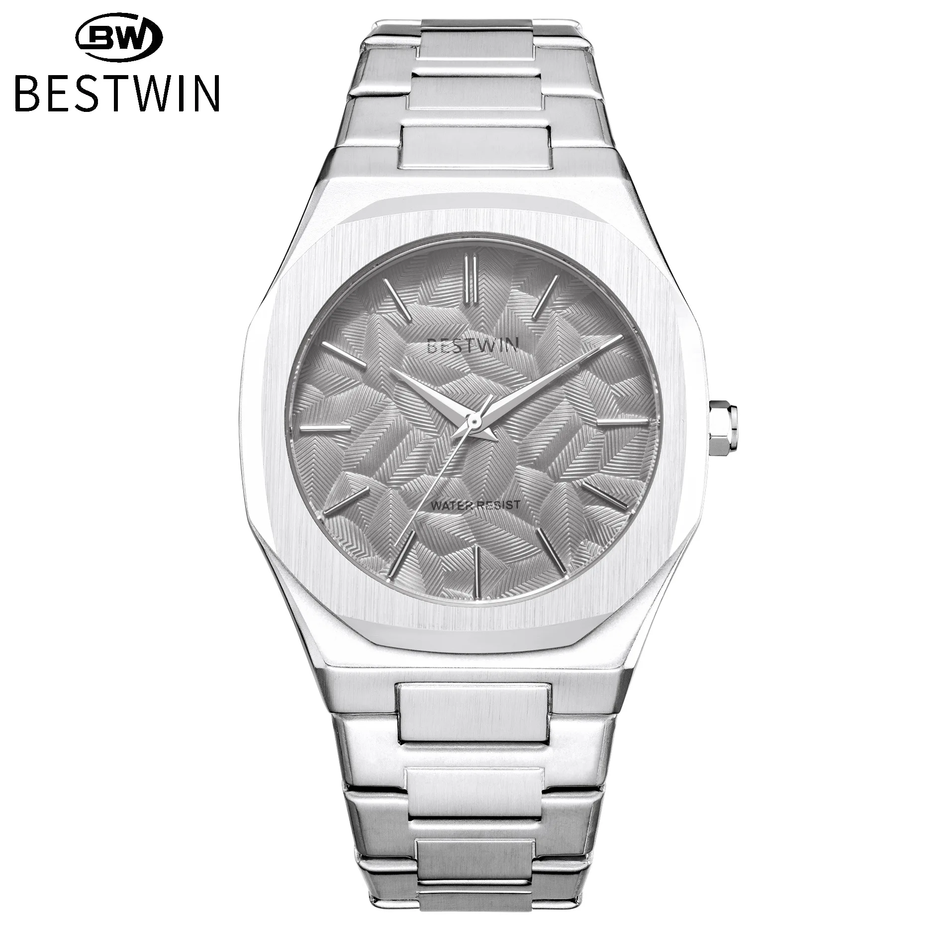 2025 Luxury Men's Sports Watch Creative Relief Leaf Dial Waterproof Quartz Stainless Steel Men's Watch Male Reloj