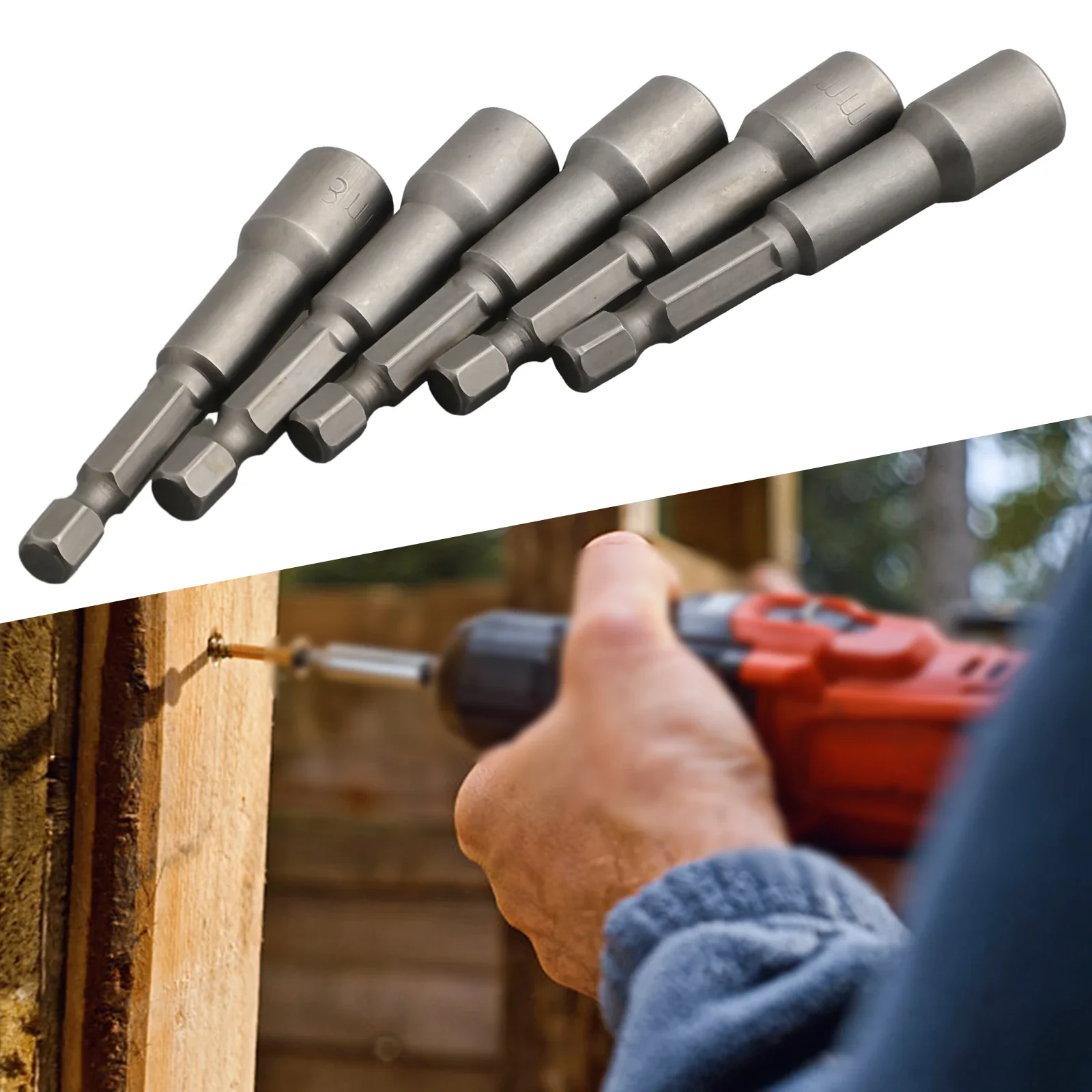 Screw Hex Socket Set 5Pcs Nut Roofing Setter Tech Tek Tool Bit Cladding Drill Driver Magnetic Useful Practical